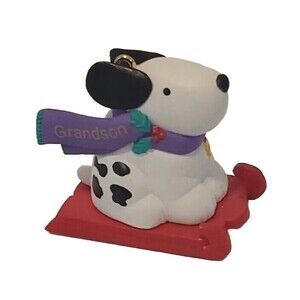 Hallmark Granson Holiday Tree Ornament Dog On Sled 1996 Vintage Christmas